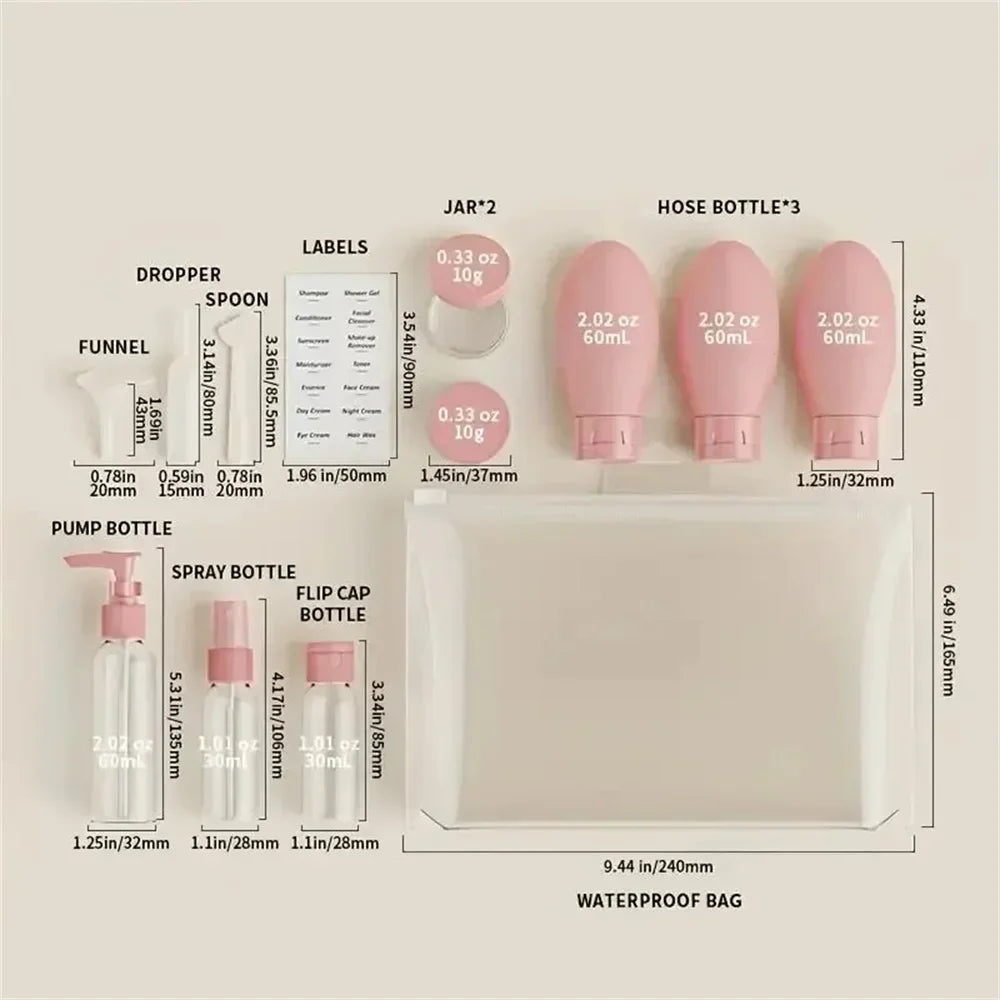 EssentialS Bag | 11pcs Travel Bottles Set With Storage - Rodammy